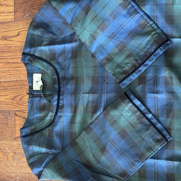 New Tuckernuck Jamie Blackwatch Plaid Maxi Dress Womens S Velvet Trimmed Tartan - Picture 16 of 16